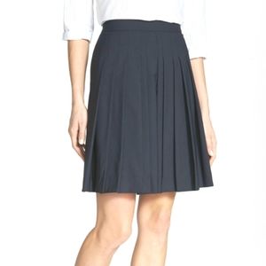 THEORY Haidin Navy Blue Pleated A-Line Skirt